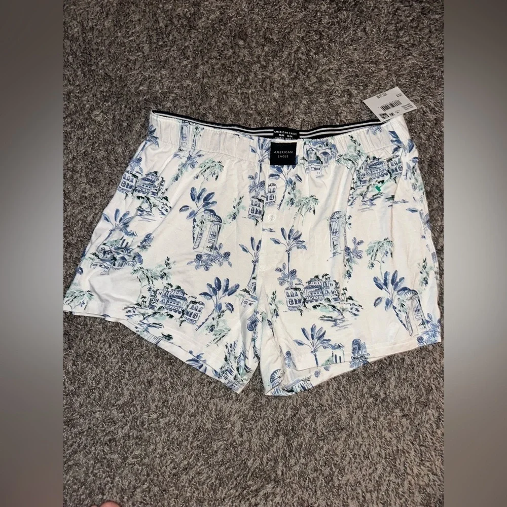 AEO Men’s American Eagle Scenic Slim Knit Ultra Soft Floral Boxer Short Sz M NWT
